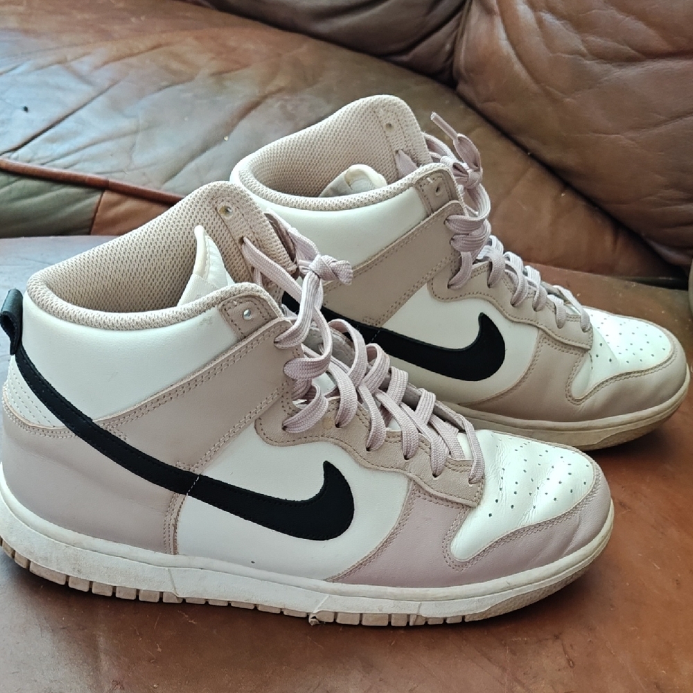 Nike White and Tan High-Top Sneakers